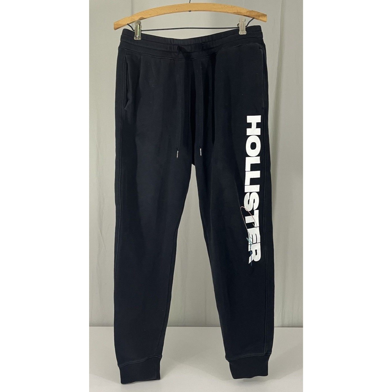 Y2k Vintage Hollister California Graphic Logo Sweat Pants Jogger Men Sz M Black